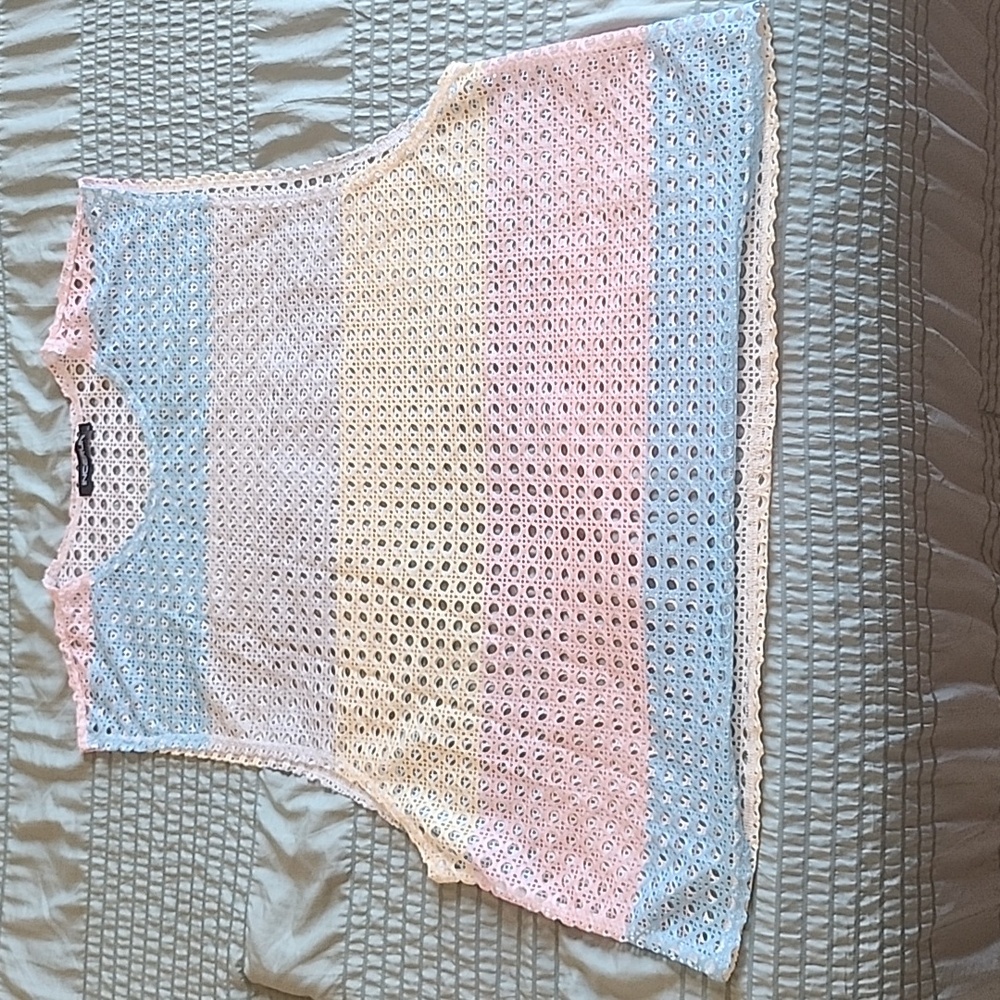 Pastel Pink Blue Yellow Grey Mesh Tank Top